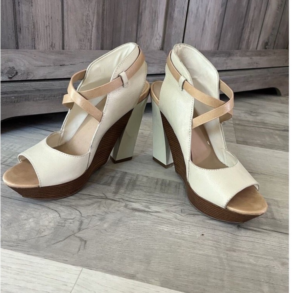 Cole Haan Cream and Tan Platform Heels